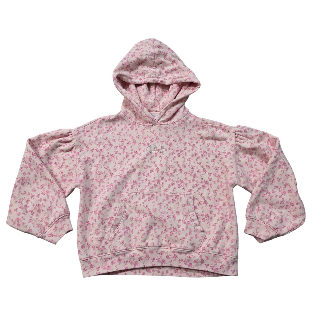 Gap x LoveShackFancy Pink Floral Cropped Logo Hoodie Sweatshirt XXL